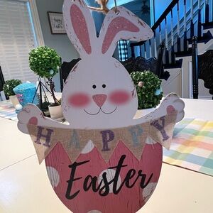 Easter Bunny Hanging Decoration - Pink and White